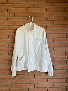 White Zip-Front Men's Scrub Jacket